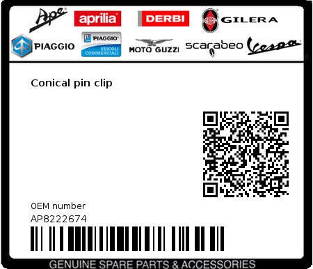 Product image: Aprilia - AP8222674 - Conical pin clip  0