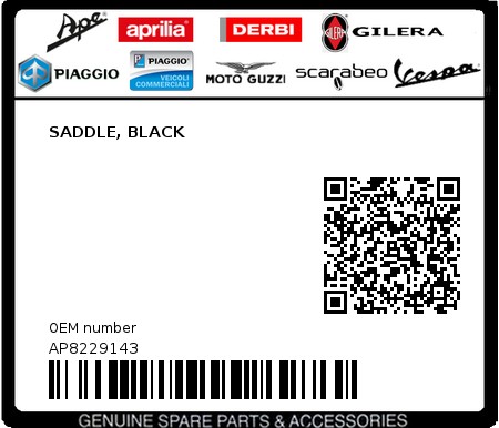 Product image: Aprilia - AP8229143 - SADDLE, BLACK  0