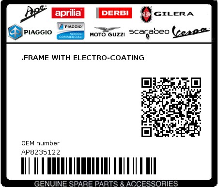 Product image: Aprilia - AP8235122 - .FRAME WITH ELECTRO-COATING  0