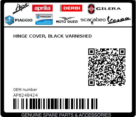 Product image: Aprilia - AP8248424 - HINGE COVER, BLACK VARNISHED  0