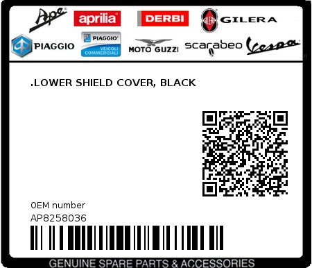 Product image: Aprilia - AP8258036 - .LOWER SHIELD COVER, BLACK  0