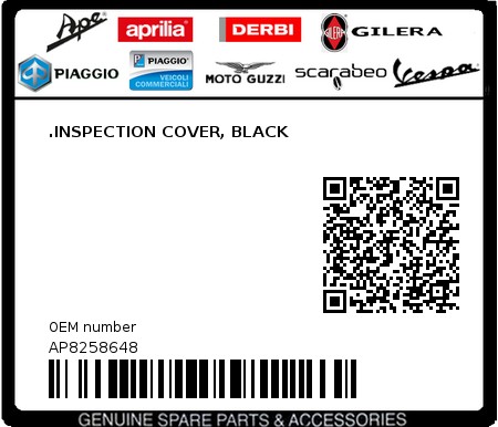Product image: Aprilia - AP8258648 - .INSPECTION COVER, BLACK  0