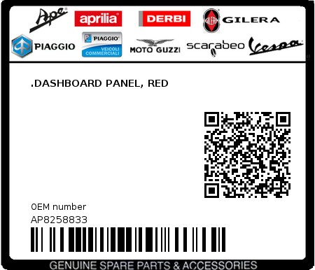 Product image: Aprilia - AP8258833 - .DASHBOARD PANEL, RED  0