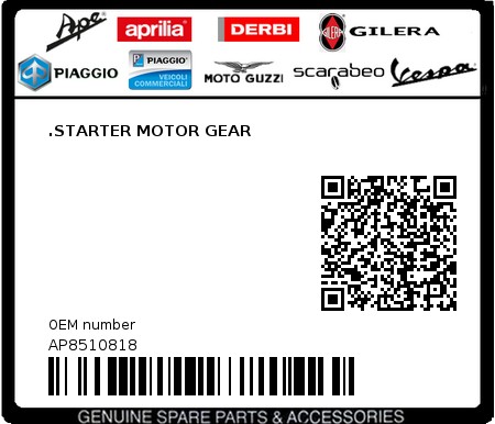 Product image: Aprilia - AP8510818 - .STARTER MOTOR GEAR  0