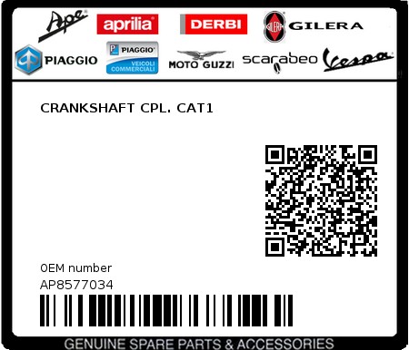 Product image: Aprilia - AP8577034 - CRANKSHAFT CPL. CAT1  0