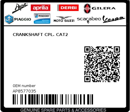 Product image: Aprilia - AP8577035 - CRANKSHAFT CPL. CAT2  0