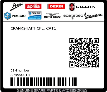 Product image: Aprilia - AP8590013 - CRANKSHAFT CPL. CAT1  0