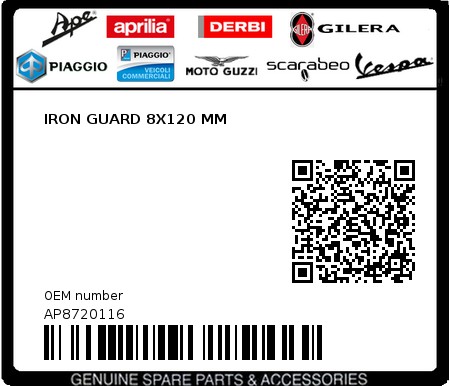 Product image: Aprilia - AP8720116 - IRON GUARD 8X120 MM  0