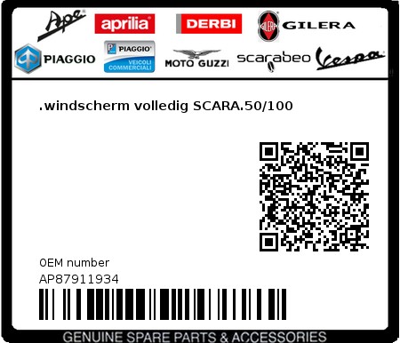 Product image: Aprilia - AP87911934 - .windscherm volledig SCARA.50/100  0