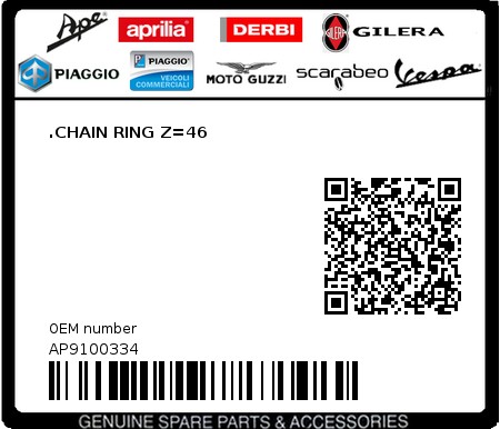 Product image: Aprilia - AP9100334 - .CHAIN RING Z=46  0