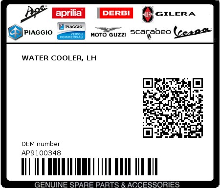 Product image: Aprilia - AP9100348 - WATER COOLER, LH  0