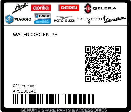 Product image: Aprilia - AP9100349 - WATER COOLER, RH   0