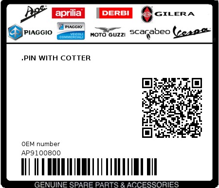 Product image: Aprilia - AP9100800 - .PIN WITH COTTER  0