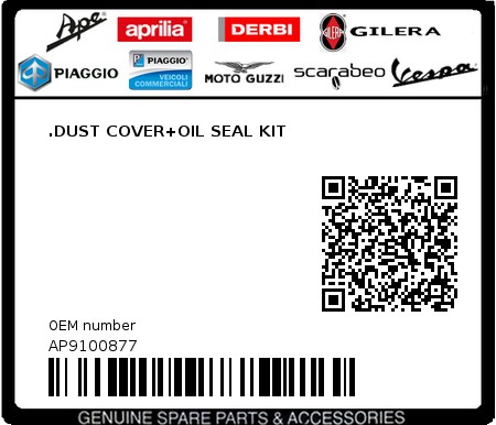 Product image: Aprilia - AP9100877 - .DUST COVER+OIL SEAL KIT  0