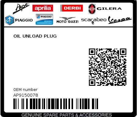 Product image: Aprilia - AP9150078 - OIL UNLOAD PLUG   0