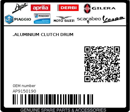 Product image: Aprilia - AP9150190 - .ALUMINIUM CLUTCH DRUM  0