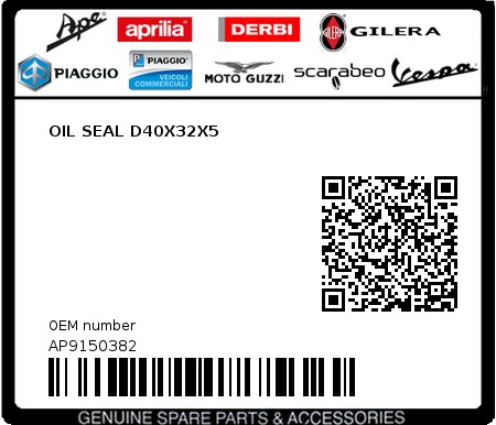 Product image: Aprilia - AP9150382 - OIL SEAL D40X32X5  0