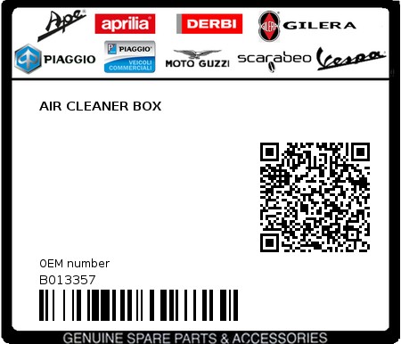 Product image: Aprilia - B013357 - AIR CLEANER BOX  0