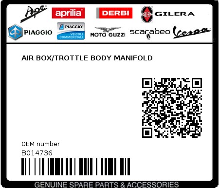 Product image: Aprilia - B014736 - AIR BOX/TROTTLE BODY MANIFOLD  0