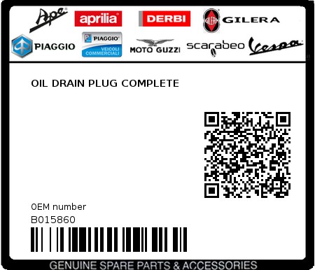Product image: Aprilia - B015860 - OIL DRAIN PLUG COMPLETE  0