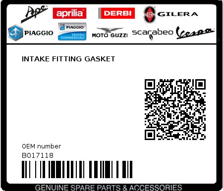 Product image: Aprilia - B017118 - INTAKE FITTING GASKET  0
