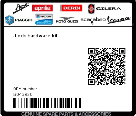 Product image: Aprilia - B043920 - .Lock hardware kit  0