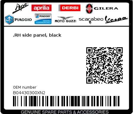 Product image: Aprilia - B04430300XN2 - .RH side panel, black  0