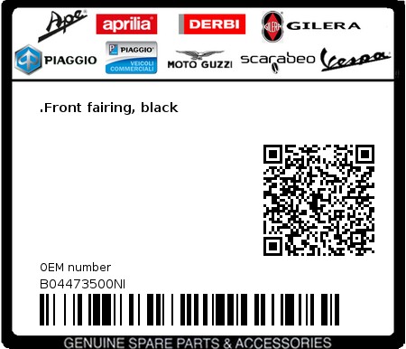 Product image: Aprilia - B04473500NI - .Front fairing, black  0