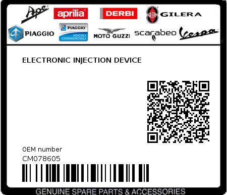 Product image: Aprilia - CM078605 - ELECTRONIC INJECTION DEVICE  0