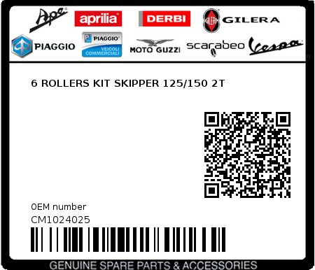 Product image: Aprilia - CM1024025 - 6 ROLLERS KIT SKIPPER 125/150 2T  0