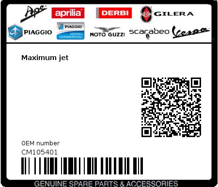 Product image: Aprilia - CM105401 - Maximum jet  0