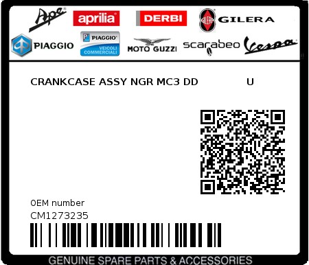 Product image: Aprilia - CM1273235 - CRANKCASE ASSY NGR MC3 DD              U  0
