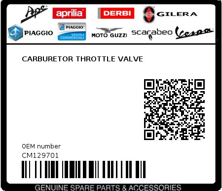 Product image: Aprilia - CM129701 - CARBURETOR THROTTLE VALVE  0