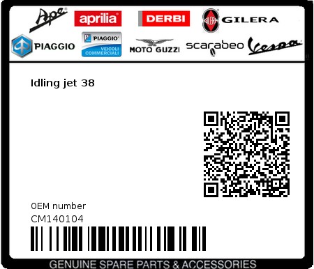 Product image: Aprilia - CM140104 - Idling jet 38  0