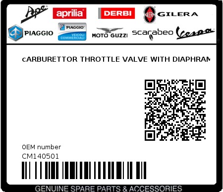 Product image: Aprilia - CM140501 - cARBURETTOR THROTTLE VALVE WITH DIAPHRAM  0
