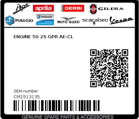 Product image: Aprilia - CM1513135 - ENGINE 50 2S GPR AE-CL  0