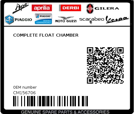 Product image: Aprilia - CM156706 - COMPLETE FLOAT CHAMBER  0
