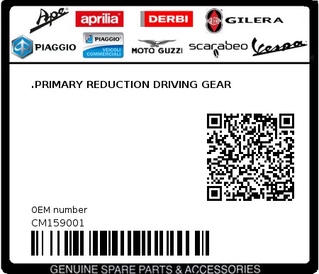 Product image: Aprilia - CM159001 - .PRIMARY REDUCTION DRIVING GEAR  0