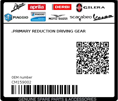 Product image: Aprilia - CM159002 - .PRIMARY REDUCTION DRIVING GEAR  0