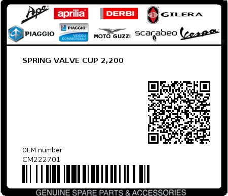 Product image: Aprilia - CM222701 - SPRING VALVE CUP 2,200  0