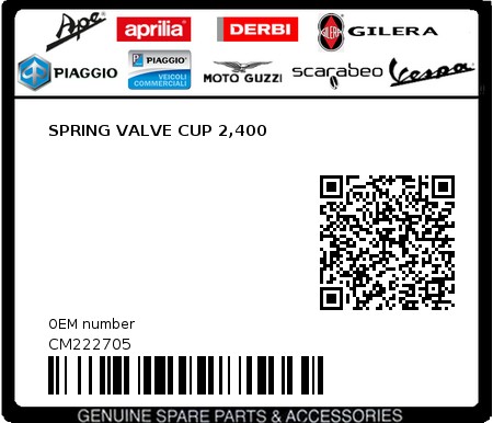 Product image: Aprilia - CM222705 - SPRING VALVE CUP 2,400  0
