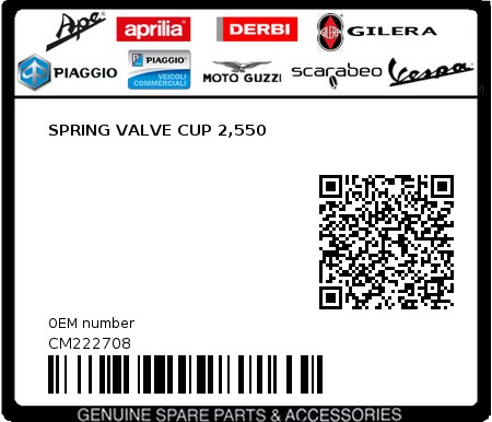Product image: Aprilia - CM222708 - SPRING VALVE CUP 2,550  0