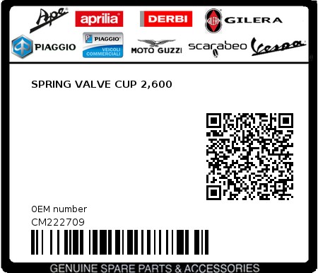 Product image: Aprilia - CM222709 - SPRING VALVE CUP 2,600  0