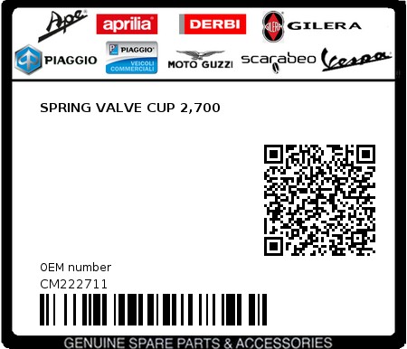 Product image: Aprilia - CM222711 - SPRING VALVE CUP 2,700  0