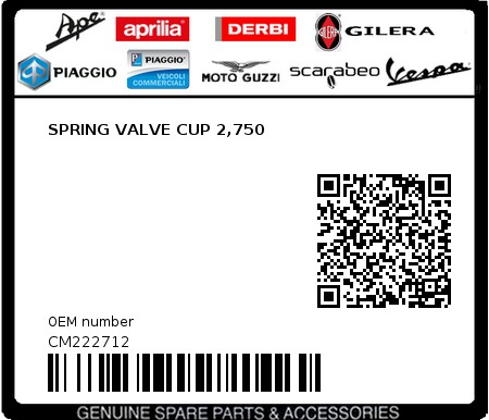 Product image: Aprilia - CM222712 - SPRING VALVE CUP 2,750  0
