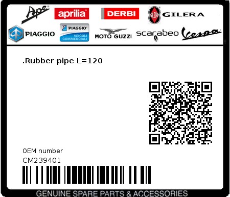 Product image: Aprilia - CM239401 - .Rubber pipe L=120  0