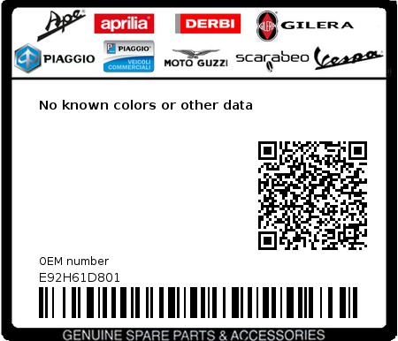 Product image: Aprilia - E92H61D801 - No known colors or other data  0