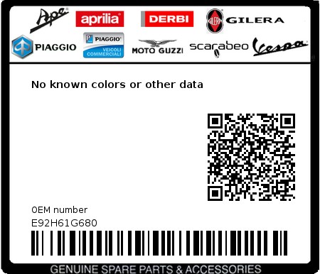 Product image: Aprilia - E92H61G680 - No known colors or other data  0