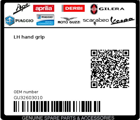 Product image: Aprilia - GU32603010 - LH hand grip  0