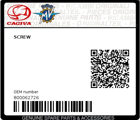 Product image: Cagiva - 800062726 - SCREW  0